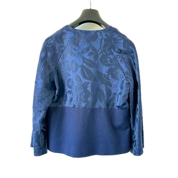 ETRO Blue Silk Linen Blend Multi Pattern Jacquard Jacket Size IT 42 / US 10 - Picture 8 of 14